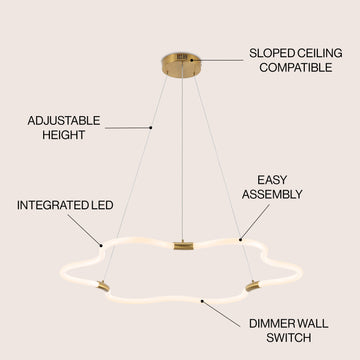 Nuvola 31.5" Contemporary Minimalist Metal/Acrylic Adjustable Dimmable Cloud Integrated LED Chandelier - JONATHAN Y
